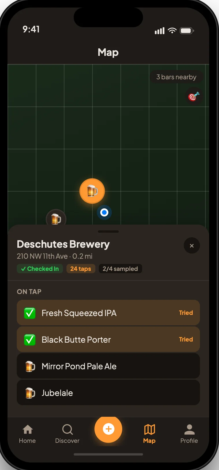 BrewPass map of nearby breweries and craft beer locations